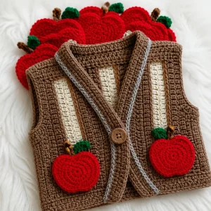 Crochet Baby Apple Applique Vest