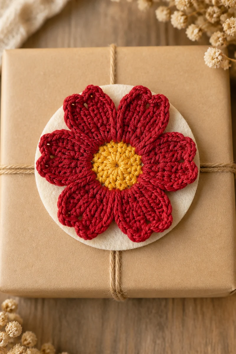 Beautiful Crochet Alstroemeria flower gift package topper for special occasions