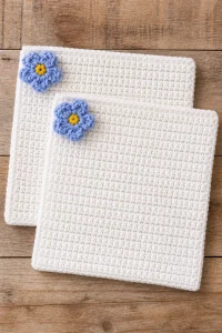 Crochet Bluebell Flower Dishcloth Set