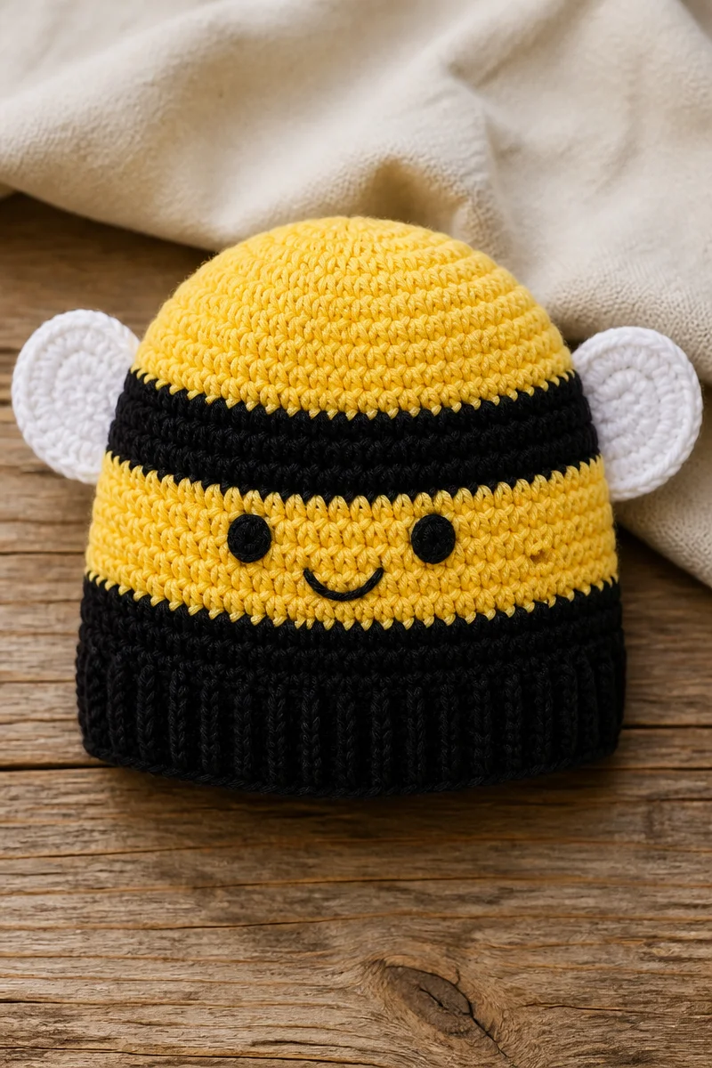 Crochet Bumblebee Baby Hat Beanie for infants