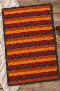 Crochet Campfire Stripe Baby Blanket in warm colors for cozy comfort.