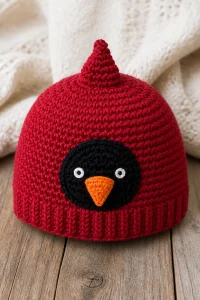 Crochet Cardinal Baby Hat Beanie