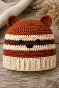 Crochet Chipmunk Baby Hat Beanie