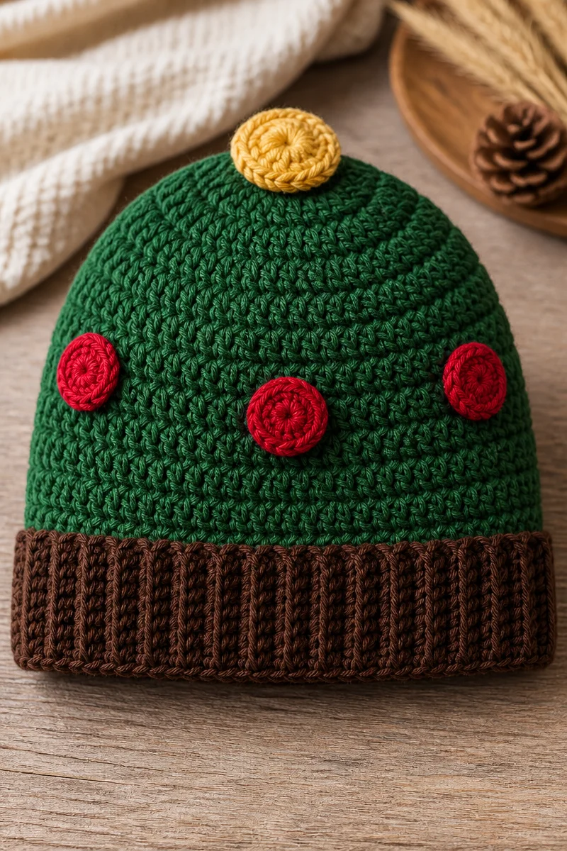 Handmade Crochet Christmas Tree Baby Beanie for infants