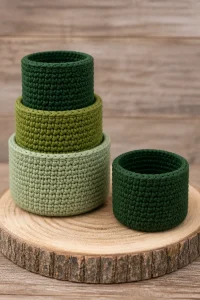 Crochet Christmas Tree Stacking Cup Set