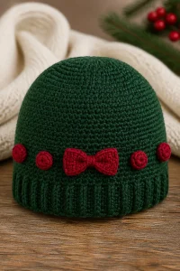 Crochet Christmas Wreath Baby Beanie