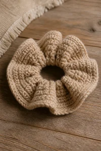 Crochet Coffee Latte Hair Scrunchie