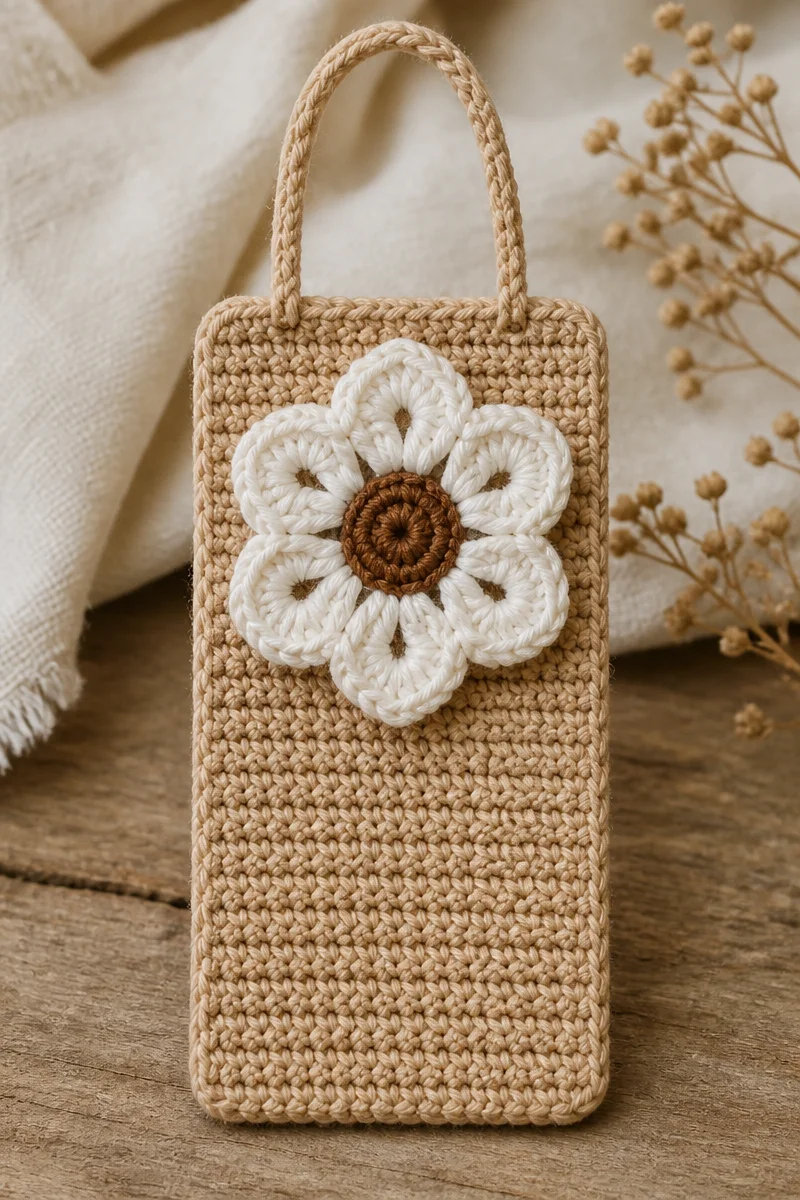 Crochet Gift Tag with Cotton Boll Flower design for unique gifting