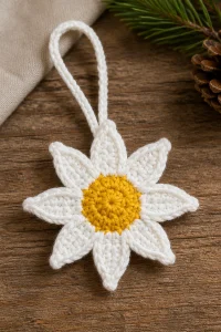 Crochet Edelweiss Flower Christmas Ornament