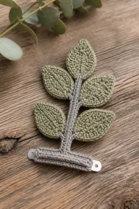Crochet Eucalyptus Sprig Hair Barrette