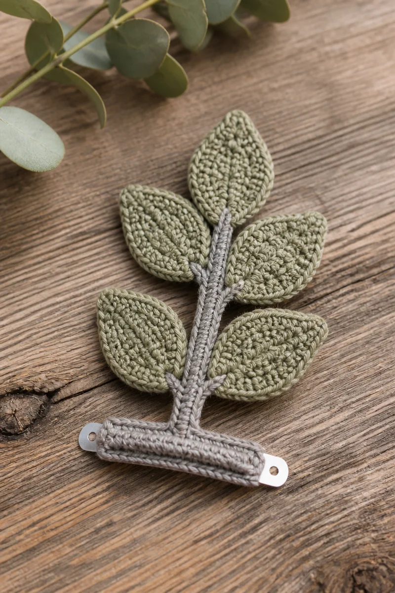 Crochet Eucalyptus Sprig Hair Barrette for stylish hair styling
