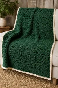 Crochet Evergreen Forest Shell Blanket