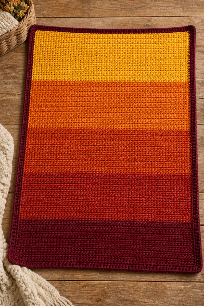 Crochet Fall Foliage Ombre Baby Blanket for cozy nursery decor