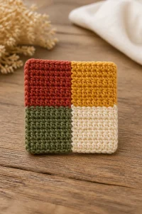 Crochet Fall Patchwork Square Hair Clip
