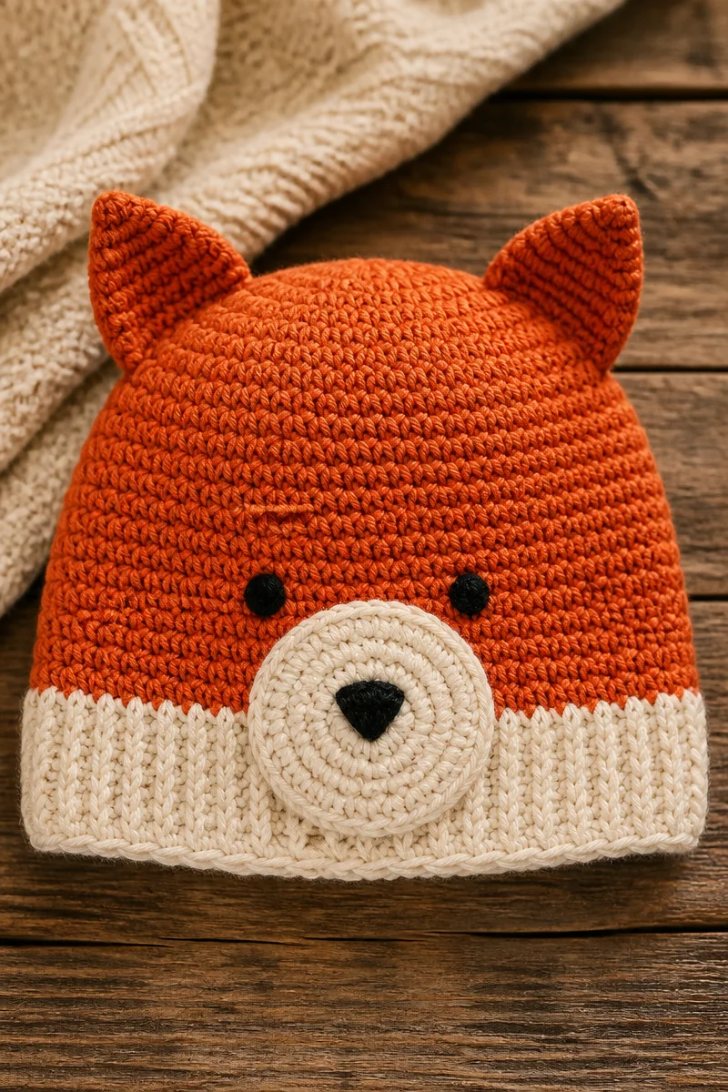 Cute Crochet Fox Baby Hat Beanie for infants