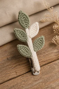 Crochet Frosted Fern Hair Barrette