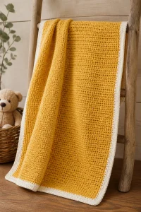 Crochet Golden Wheat Hdc Baby Blanket for infants and toddlers