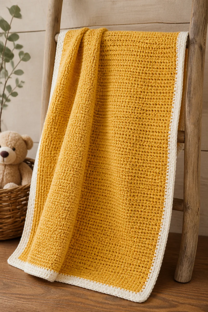 Crochet Golden Wheat Hdc Baby Blanket for infants and toddlers