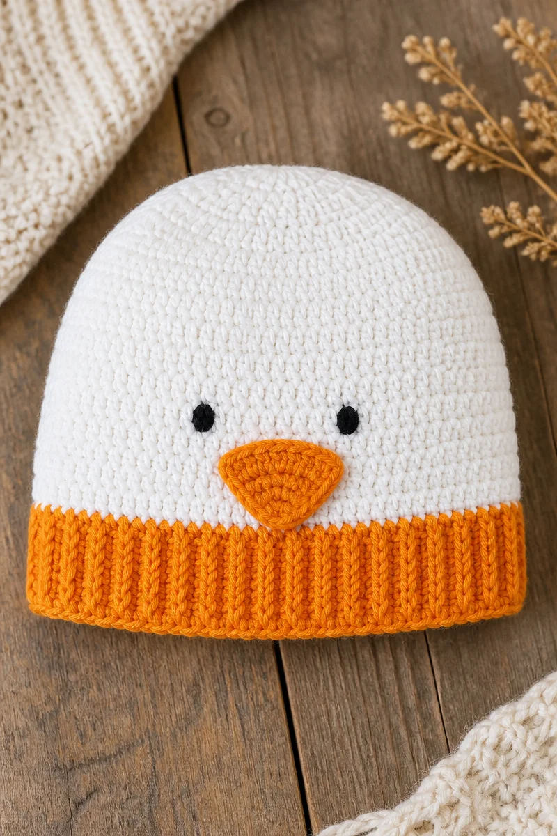 Adorable Crochet Goose Baby Hat Beanie for infants and toddlers