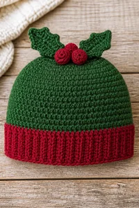 Crochet Holly Berry Baby Hat Beanie
