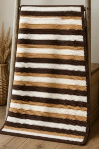 Crochet Hot Cocoa Stripe Baby Blanket