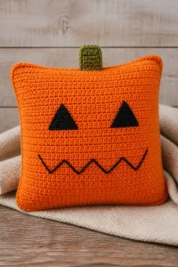 Crochet Jack O Lantern Baby Pillow