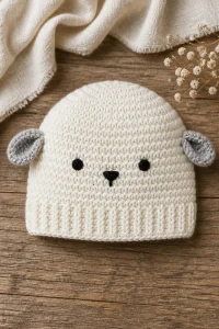 Crochet Lamb Baby Hat Beanie