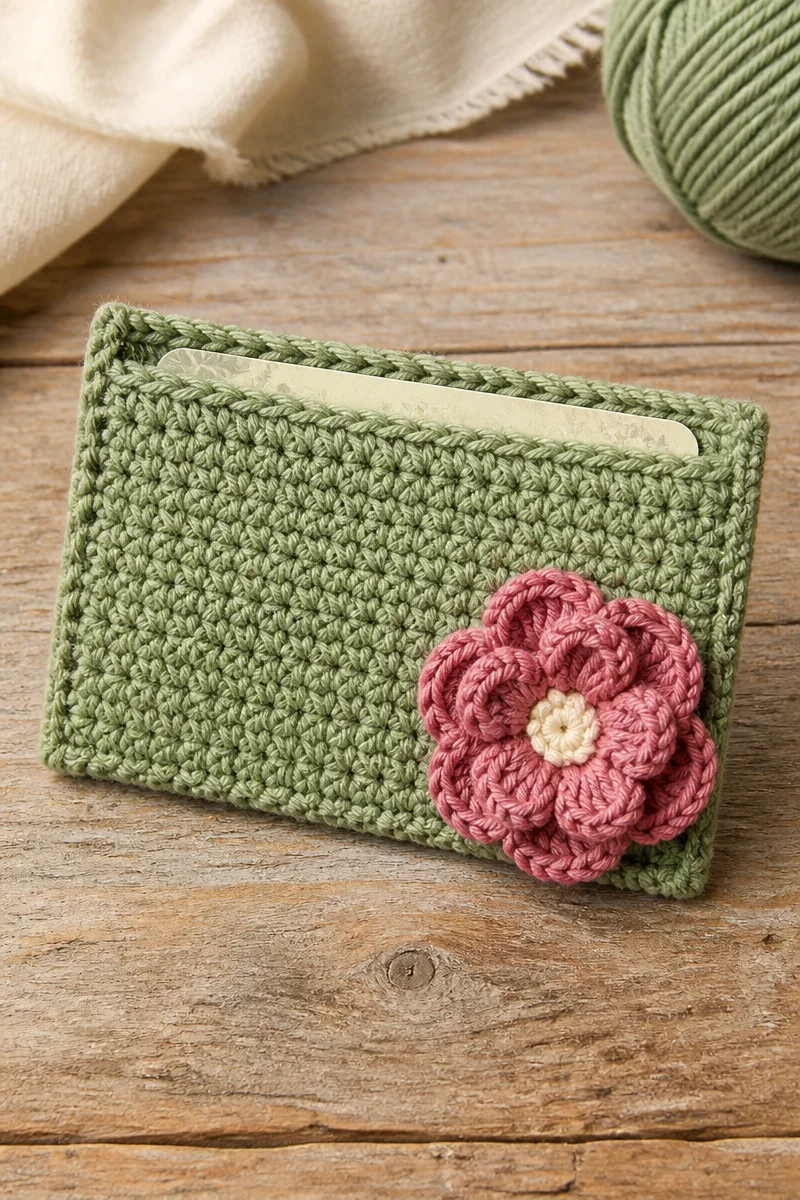 Crochet Lisianthus Flower gift card holder design in vibrant colors