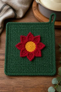 Crochet Lotus Flower Holiday Pot Holder