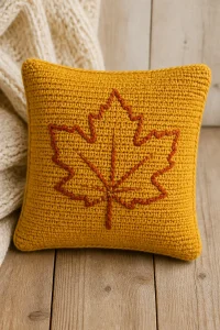 Crochet Maple Leaf Baby Pillow