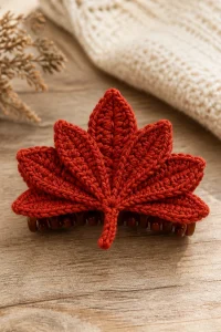 Crochet Maple Leaf Hair Claw Clip