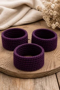 Crochet Midnight Plum Ponytail Cuff Set