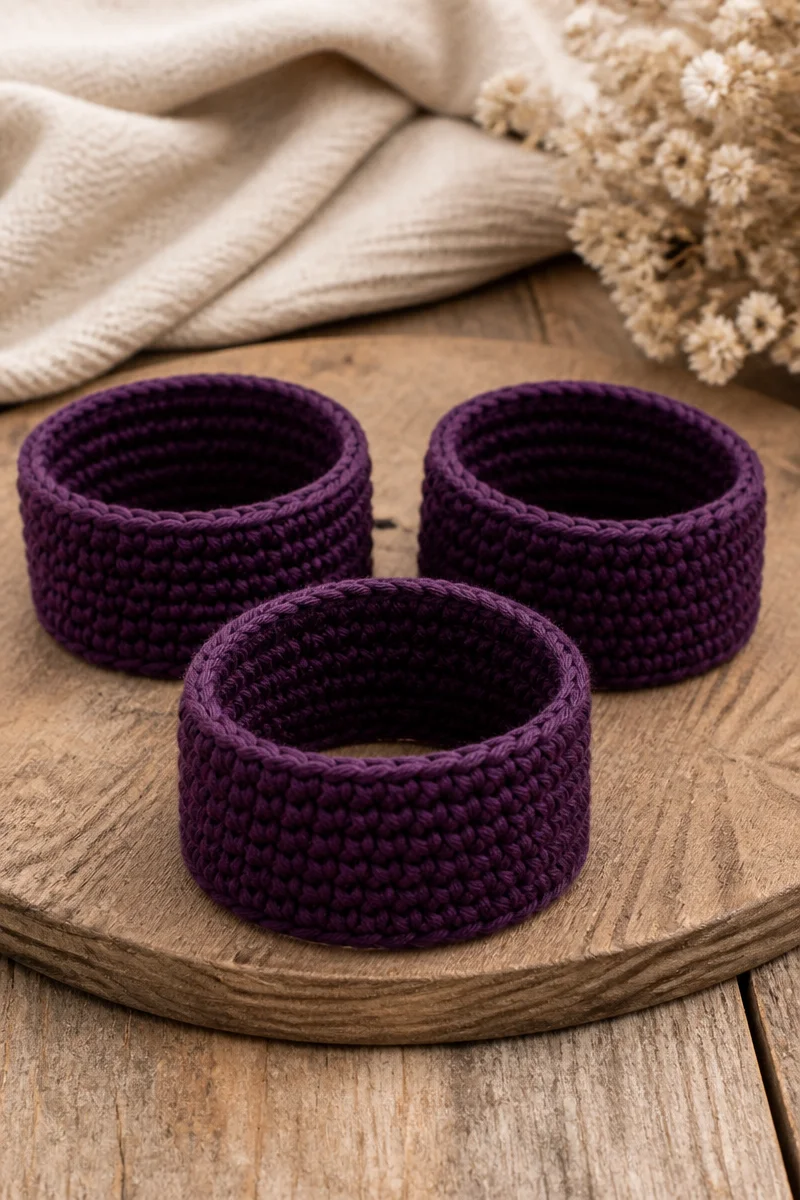 Crochet Midnight Plum Ponytail Cuff Set for stylish hair accessories
