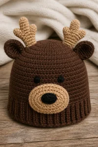 Crochet Moose Baby Hat Beanie