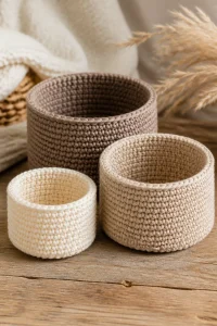 Crochet Neutral Baby Stacking Cup Set