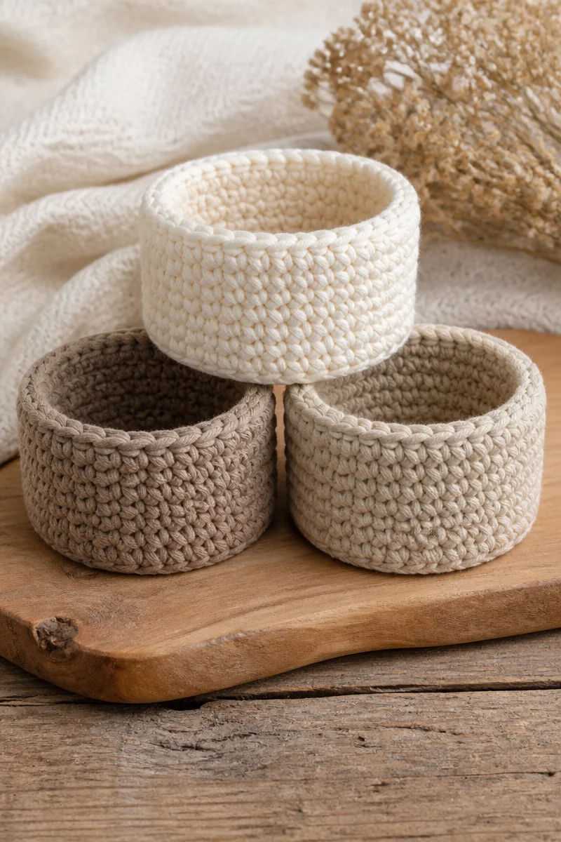 Crochet neutral ponytail cuff set for stylish hair accessories