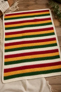 Crochet Nutcracker Stripe Baby Blanket
