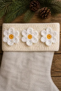 Crochet Paperwhite Flower Stocking Trim