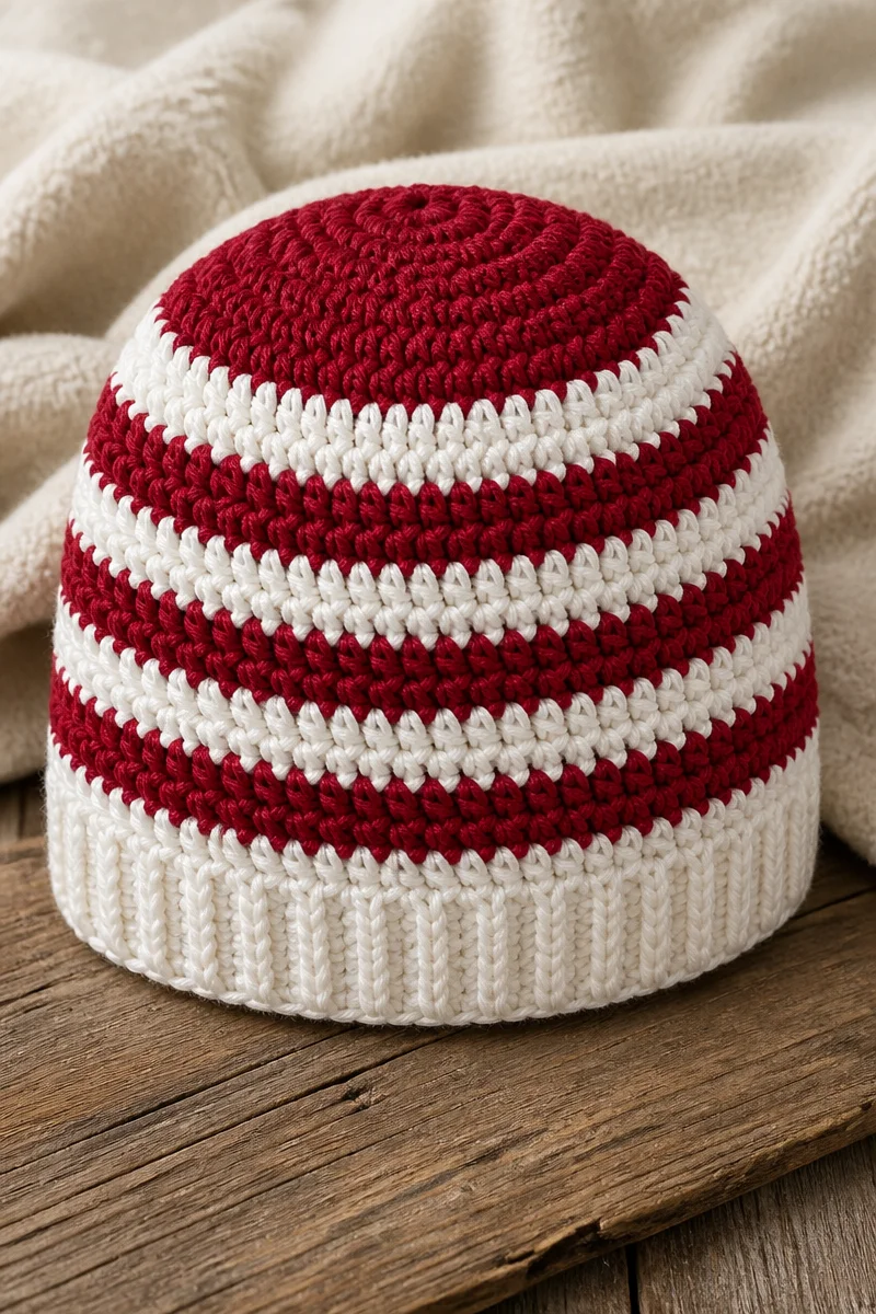 Crochet peppermint swirl baby beanie for infants