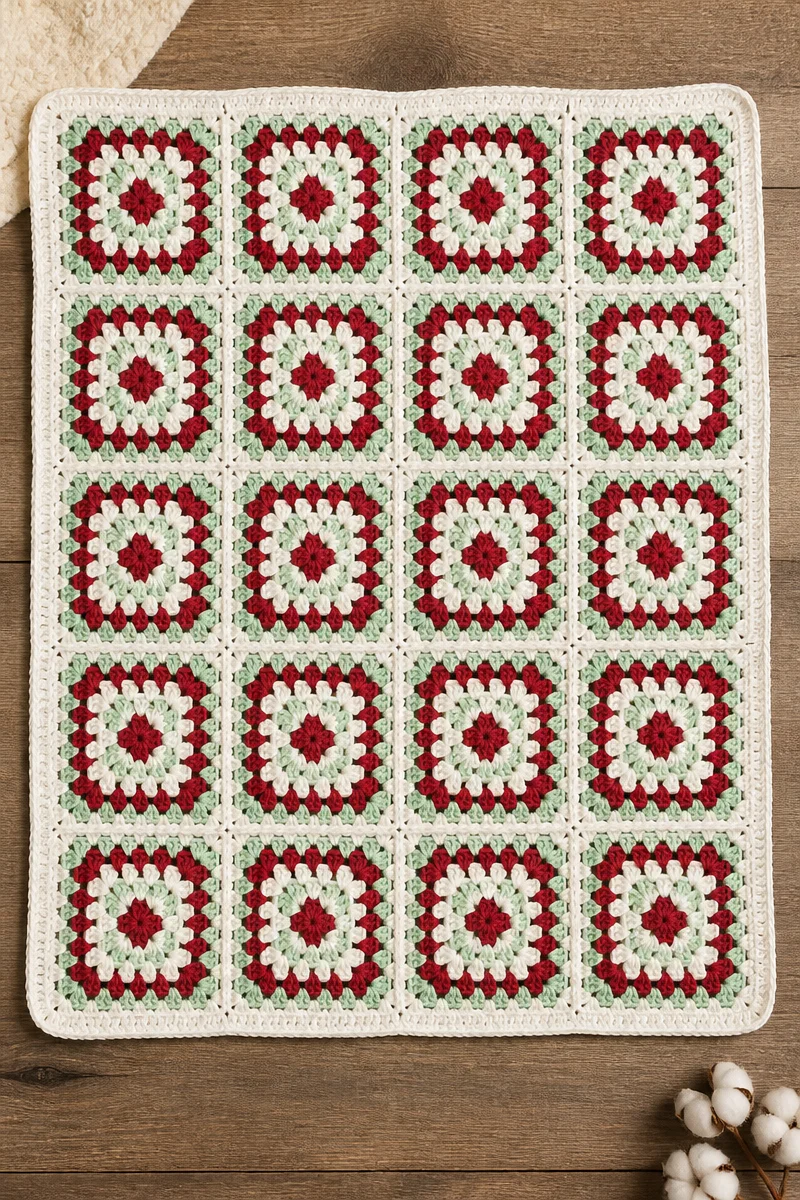Crochet Peppermint Swirl Granny Baby Blanket in soft colors for babies