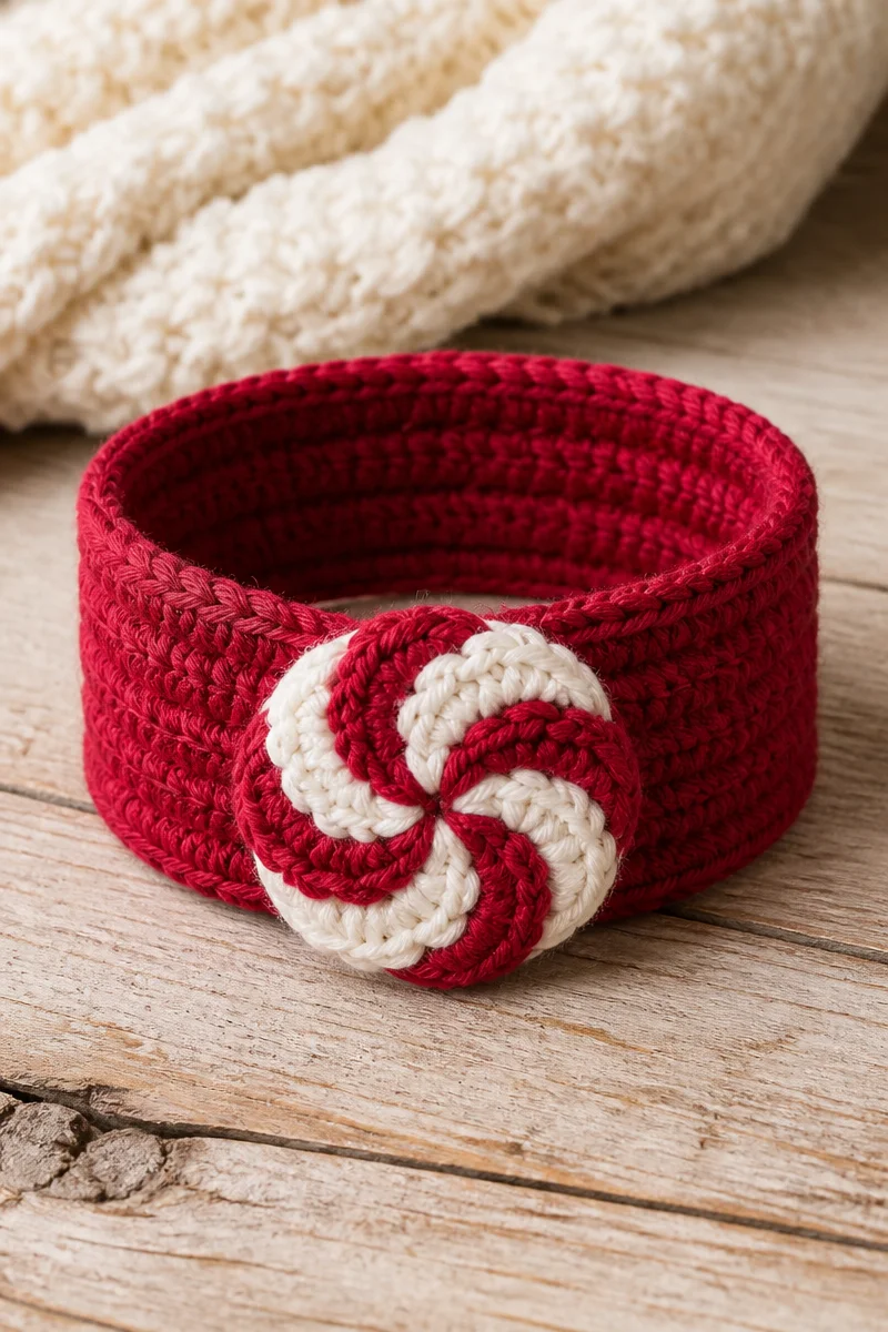 Crochet Peppermint Swirl Ponytail Cuff adding style to a ponytail hairstyle.