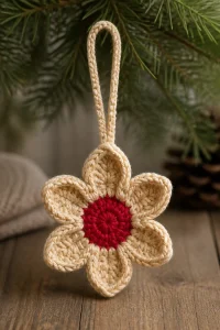 Crochet Plumeria Flower Christmas Ornament