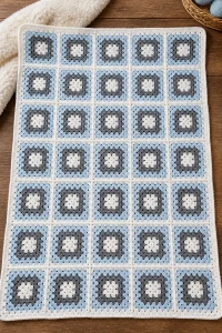 Crochet Polar Bear Granny Baby Blanket