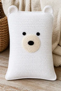 Crochet Polar Bear Tummy Time Pillow