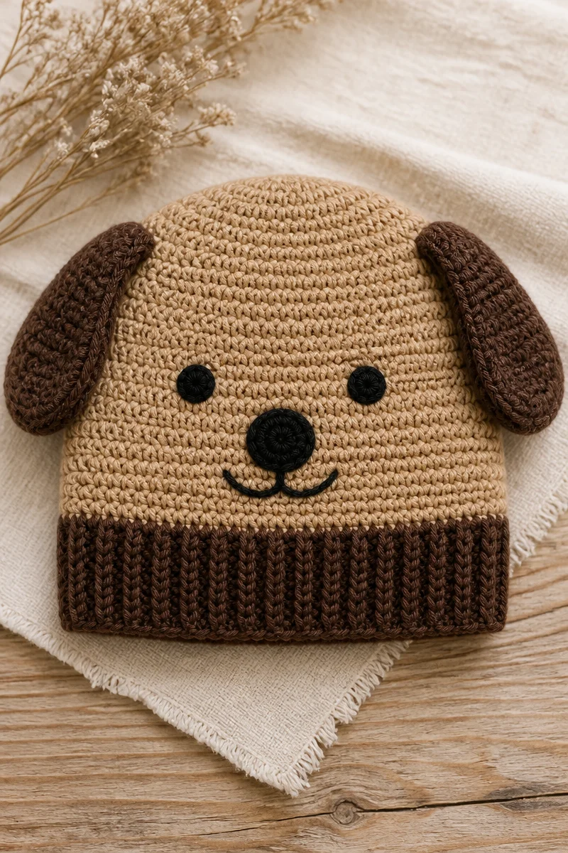 Adorable crochet puppy baby hat beanie for infants