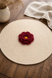 Crochet Ranunculus Flower Table Placemat