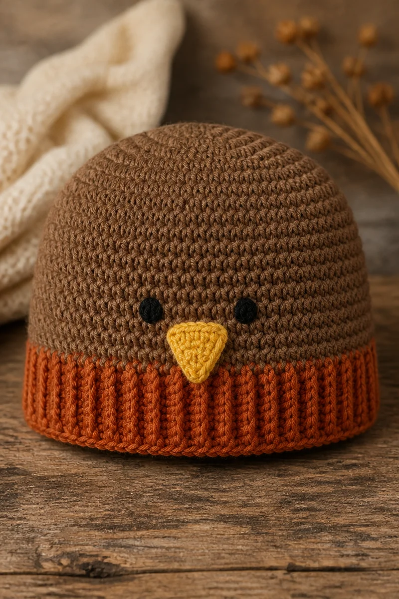 Adorable Crochet Robin Baby Hat Beanie for infants, handmade and cozy.