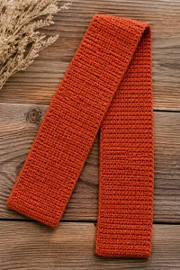 Crochet Rust Long Hair Scarf Wrap