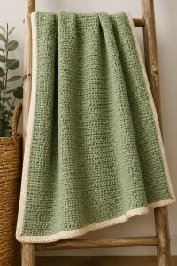 Crochet Sage Green Dc Baby Blanket