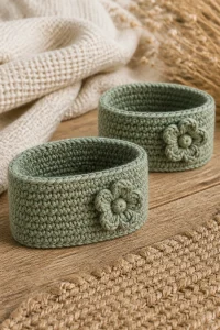 Crochet Sage Green Ponytail Cuff Duo
